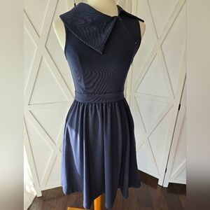 Vintage ModCloth Navy Blue A-Line Midi Dress